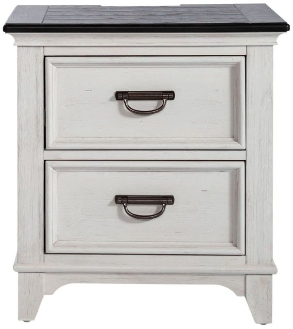 Liberty Furniture Allyson Park Charcoal/Wirebrushed White Nightstand with Charging Station -2