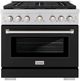 ZLINE Paramount 36" Stainless Steel Pro Style Dual Fuel Range with Black Matte Door-0