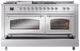 Ilve® Nostalgie II Noblesse 60'' Stainless Steel Pro Style Dual Fuel Range with Chrome Trim-3