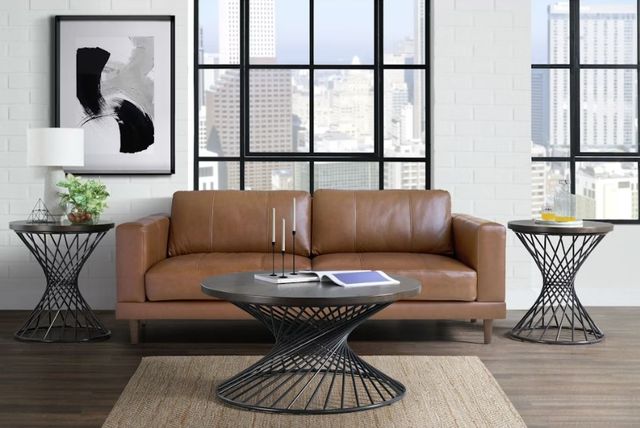 Elements International Terri Brown End Table with Black Base-1