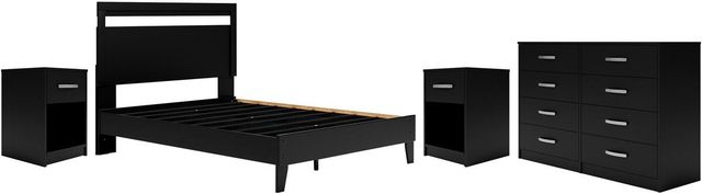 Signature Design by Ashley® Finch 4-Piece Black Queen Panel Platform Bed Set-0