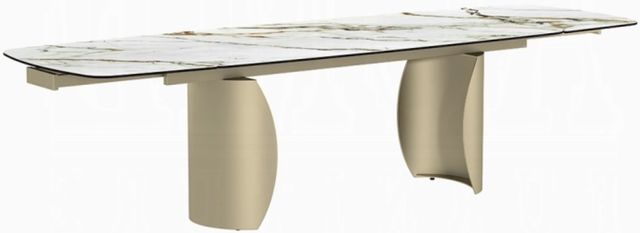 ACME Furniture Cora White Dining Table with Golden Champagne Base-0