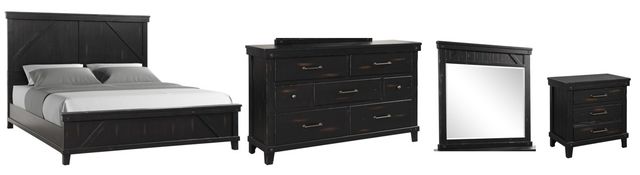 Bernards Spruce Creek 4-Piece Black Queen Panel Bed Set-0