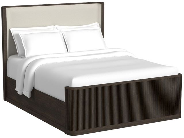 Elements International Sylvie Dark Brown Queen Upholstered Panel Bed-0