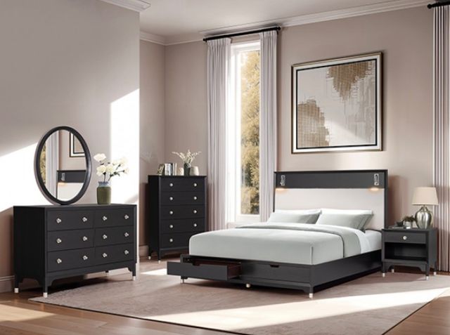 Furniture of America® Torrance 4-Piece Black Queen Bedroom Set-0