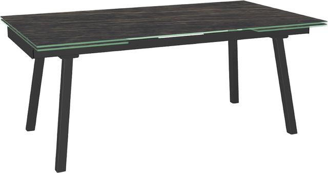 Amisco Customizable Lewis 112" Rectangular Extendable Table with 0.5" Italian Porcelain on Glass Top and 2 Leaves-0