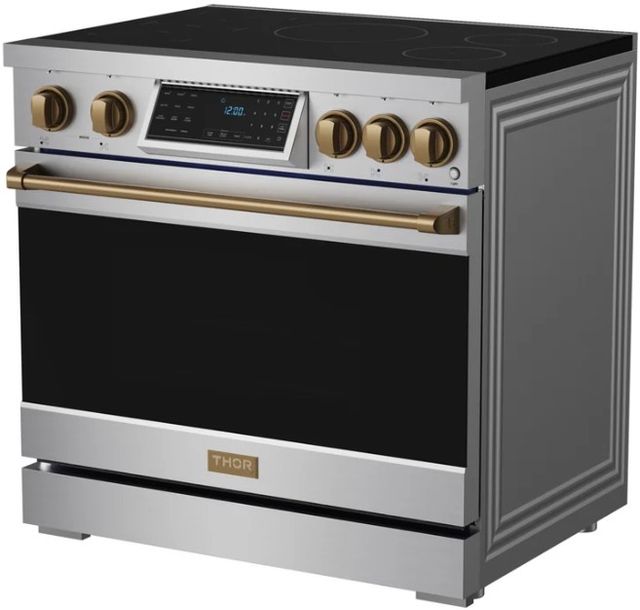 Thor Kitchen® Gordon Ramsay Collection 36" Stainless Steel Pro Style Induction Range with Tilt Panel Touch Control and Bronze Trim-3