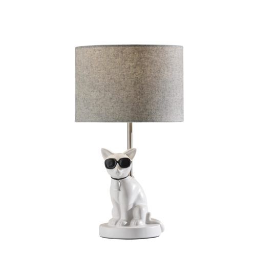 Adesso® Sunny Cat Matte White Table Lamp-0