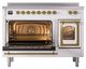 Ilve® Nostalgie II Noblesse 48'' White Pro Style Induction Range with Brass Trim-3