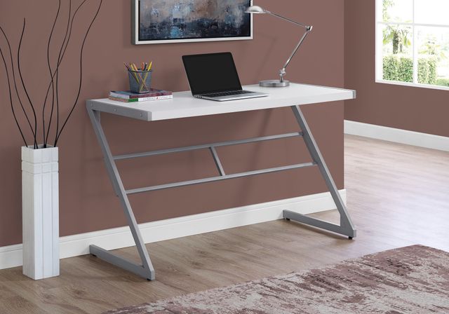 Monarch Specialties Inc. 48"L White and Silver Metal Computer Desk-3