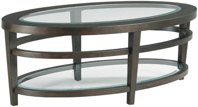 Hammary® Urbana Glass Top Oval Cocktail with Dark Oak Base-0