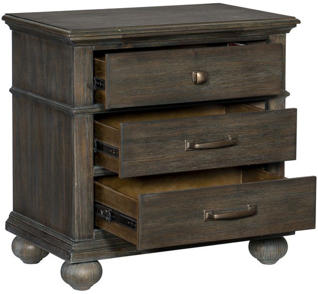 Mazin Furniture Motsinger Wire-Brushed Rustic Brown Nightstand-2
