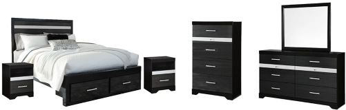 Signature Design by Ashley® Starberry 6-Piece Black Queen Storage Panel Bed Set-0