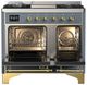 Ilve® Majestic III 40" Blue Gray Pro Style Dual Fuel Natural Gas Range with Triple Glass Door and Brass Trim-1