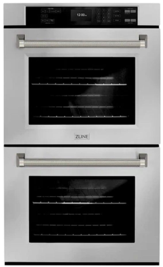 ZLINE Autograph Edition 30" Stainless Steel Electric Double Wall Oven with Polished Nickel Handles-0