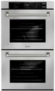 ZLINE Autograph Edition 30" Stainless Steel with Polished Nickel Helix Handles Professional True Convection Double Wall Oven with Air Fry and Self Clean-0