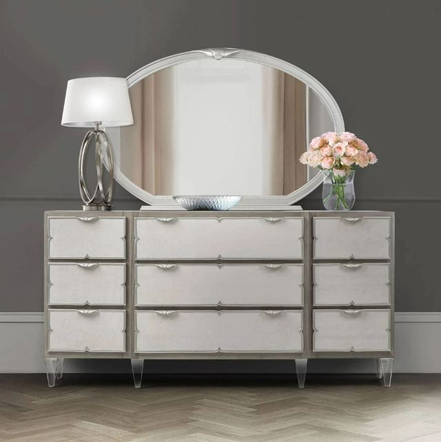 Michael Amini® Camden Court Pearl/Platinum Dresser and Mirror-1