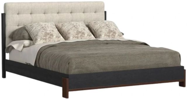 Flexsteel® Waterfall Ebony Queen Upholstered Panel Bed-0
