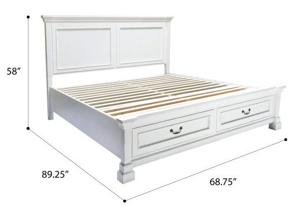 Emerald Home Stoney Creek Antique White Queen Panel Storage Bed-1