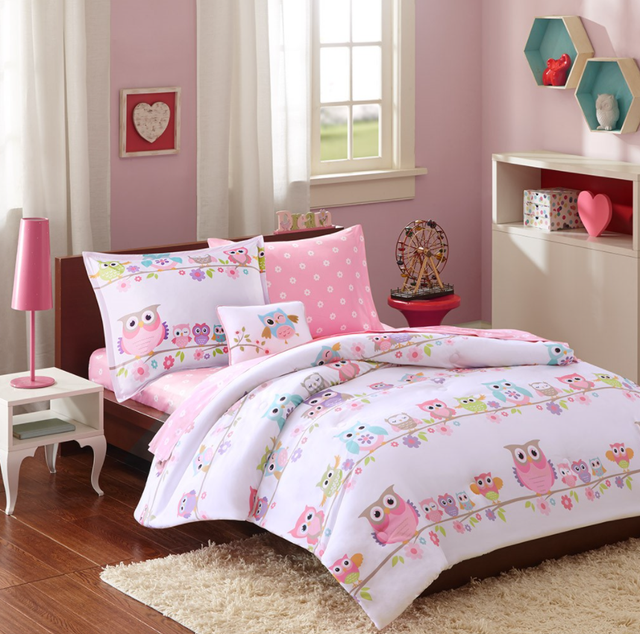 Olliix by Mi Zone Kids Wise Wendy White Twin Owl Complete Bed and Sheet Set-0