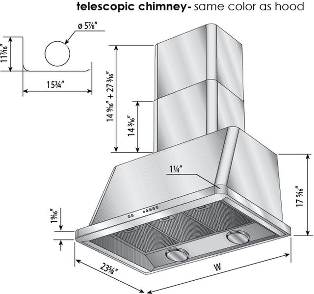 Ilve® Majestic II Series 40" Burgundy Wall Mounted Chimney Style Range Hood-1