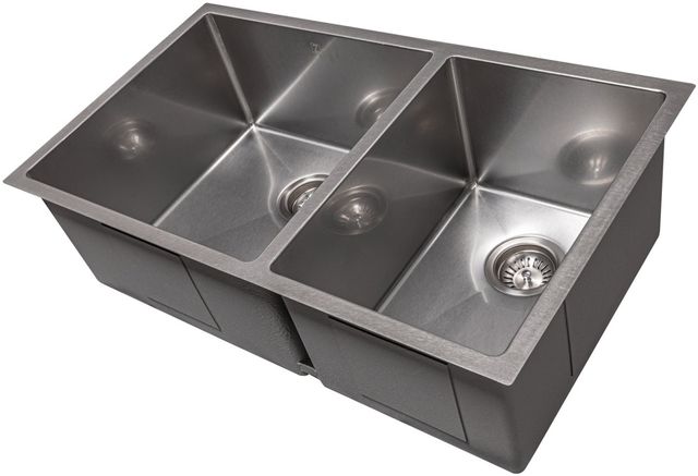 ZLINE Chamonix 33" Satin Stainless Steel Undermount Double Bowl Kitchen Sink with Bottom Grid-1