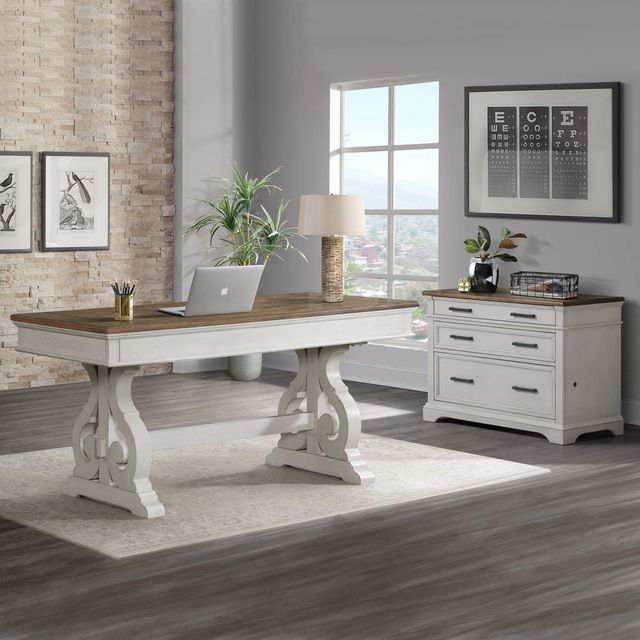 Intercon Drake French Oak/Rustic Gray Writing Desk-1