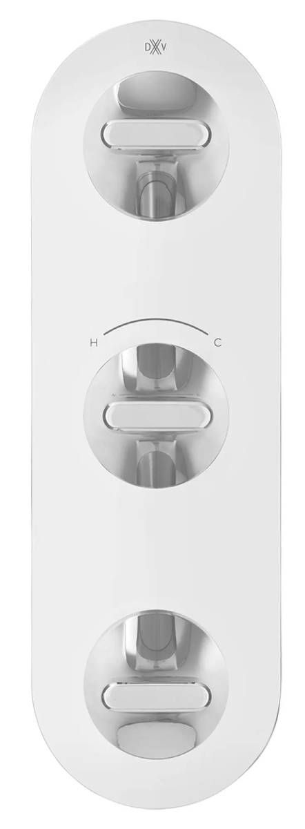 DXV Modulus Polished Chrome 3-Handle Thermostatic Valve Trim Only-1