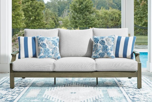 Signature Design by Ashley® Rainier Ranch Beige/Brown Aluminum/Fabric Outdoor Sofa with Cushion-4