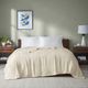 Olliix by Madison Park Freshspun Basketweave Natural King Cotton Blanket-5