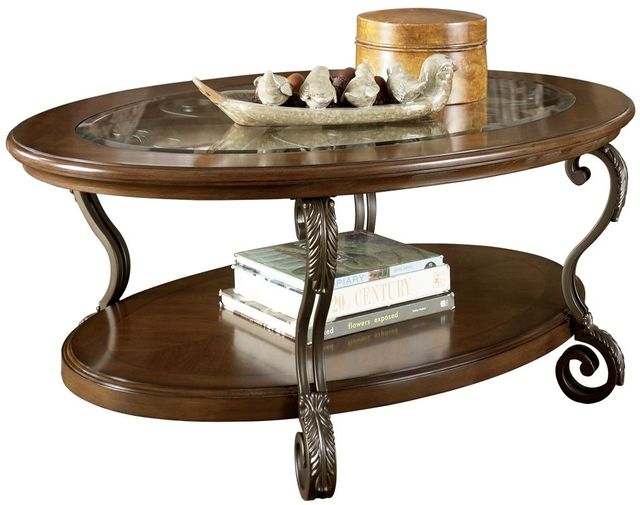 Signature Design by Ashley® Nestor 3-Piece Medium Brown Living Room Table Set-1
