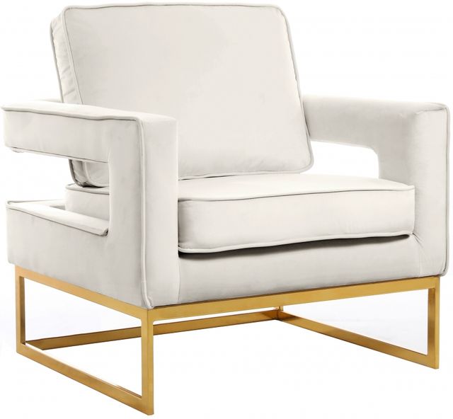 Meridian Furniture Noah Cream/Gold Velvet Chair-0