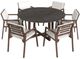 Flexsteel® Nova 7-Piece Brown/Natural Acacia Wood/Canvas Round Outdoor Dining Table Set-0