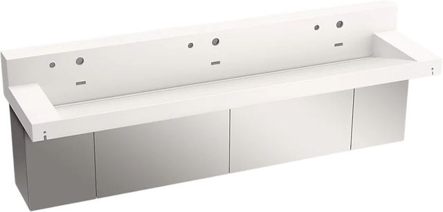 KOHLER® Constellation™ Designer White 90" Wall-Mount Trough Lavatory System with Backsplash and Stainless Steel Shroud-0