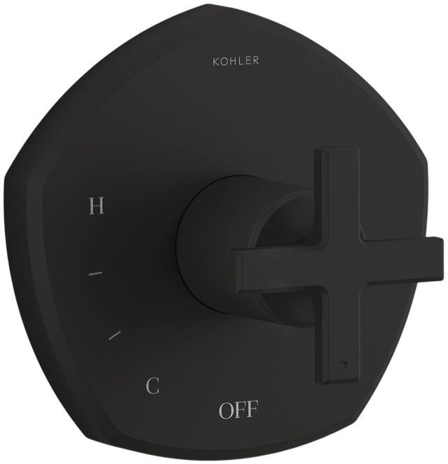 KOHLER® Occasion® Rite-Temp® Matte Black Valve Trim with Cross Handle-0