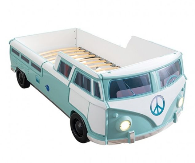 Furniture of America® Axel Teal Peace Bus Twin Bed-2