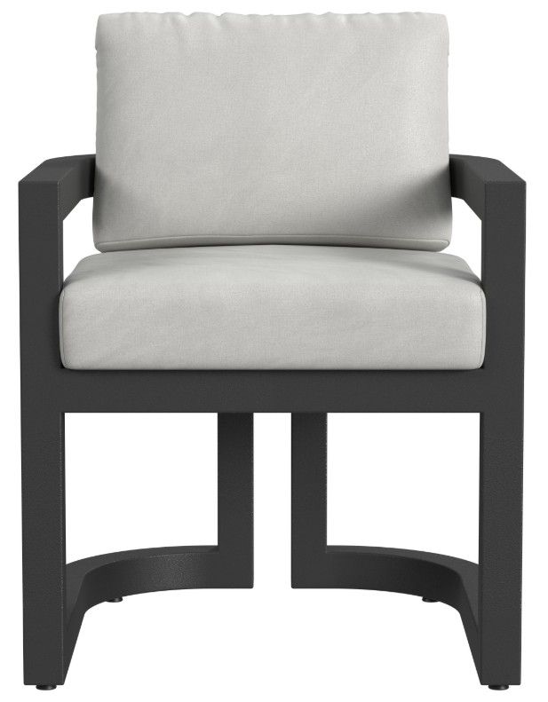 Sunset West Malibu Matte Coal Aluminum Outdoor Dining Arm Chair with Cast Silver Cushion-1