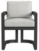 Sunset West Malibu Matte Coal Aluminum Outdoor Dining Arm Chair with Cast Silver Cushion-1