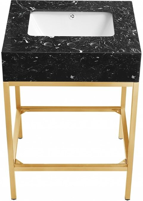 Meridian Furniture Marmo Black/Brushed Brass 24" Bathroom Vanity-2