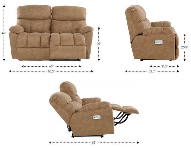 La-Z-Boy® Morrison Indigo Power Reclining Loveseat with Headrest and Lumbar-2