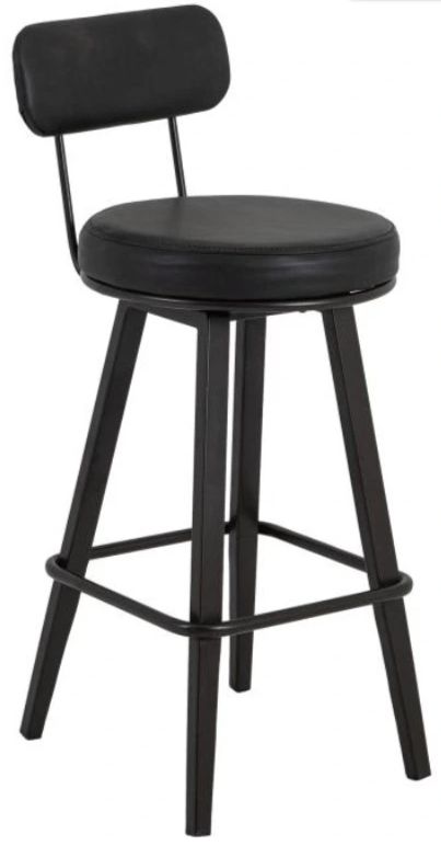 International Furniture Direct Eclipse Black/Blacksmithing Matte Black 30'' Barstool-0