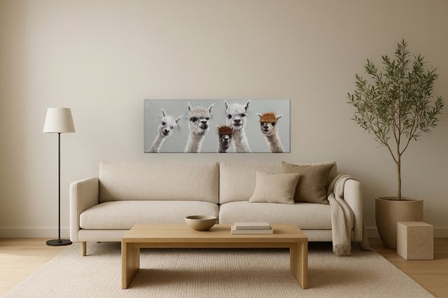 Classy Living Contemplative Llama Squad with Quirky Bangs Wall Art-1