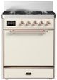 Ilve® Majestic III 30" Antique White Pro Style Dual Fuel Liquid Propane Range with 5 Black Brass Burners and Copper Trim-0