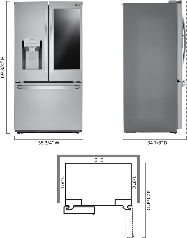 LG 36 in. 26.0 Cu. Ft. Stainless Steel French Door Refrigerator-3