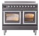 Ilve® Nostalgie II Noblesse 40'' Graphite Matte Pro Style Induction Range with Chrome Trim-1
