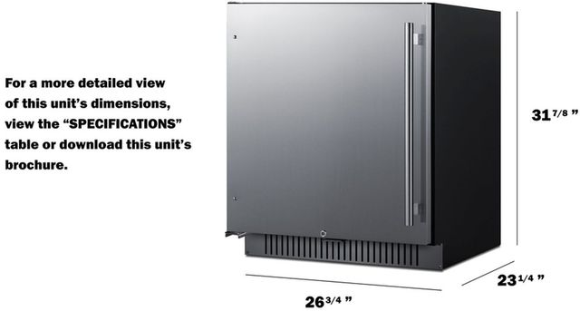 Summit® 27" 4.98 Cu. Ft. Stainless Steel Under The Counter Refrigerator -3