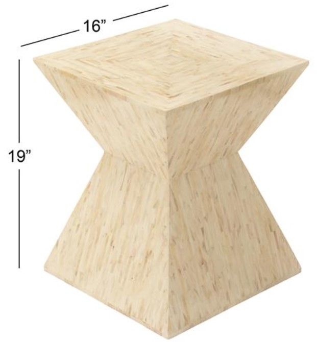 Deco Marche Beige Mother of Pearl Shell Handmade Hourglass Shaped Accent Table-3