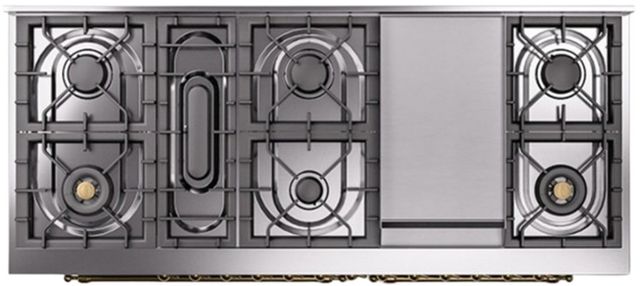 Ilve® Nostalgie II Series 60" Stainless Steel Pro Style Dual Fuel Range-3