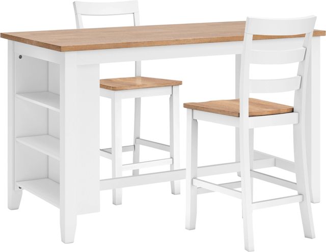 Signature Design by Ashley® Gesthaven 3-Piece Natural/White Counter Height Dining Table Set-0
