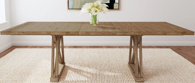 A-America® Weston Acorn Trestle Dining Table and Six Slatback Chairs-1